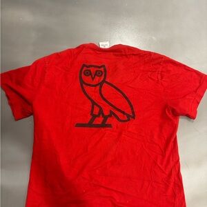 OVO Red T-Shirt with Black Owl Logo